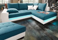 Polsterecke mit Beleuchtung bianco/türkis