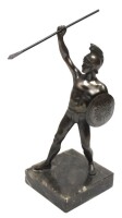 Zinnguss Skulptur Römer mit Speer Spartacus um 1920
